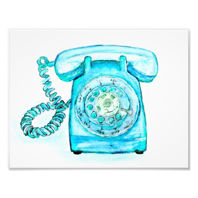 Foto Retro Blue Rotary Phone Art Print Vintage (Frente)