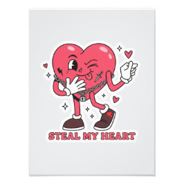 Foto Retro Cartoon Heart Steal My Heart Vintage Poster