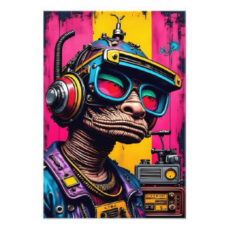 Foto Retro Cyberpunk Alien - Arte de Ciencia Ficción Ne