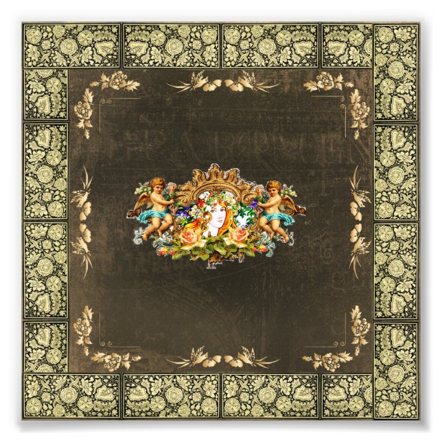 Foto Retro de color con encaje y flores (Frente)