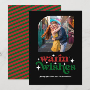 Foto Retro de Navidad en Rojo Carmesí y Verde Bosq