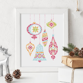 Foto Retro Dots Christmas Ornaments Wall Art