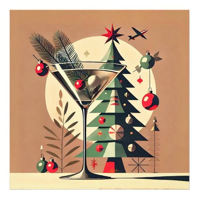 Foto Retro Martini de árbol de Navidad de los 50 Jet Se (Frente)