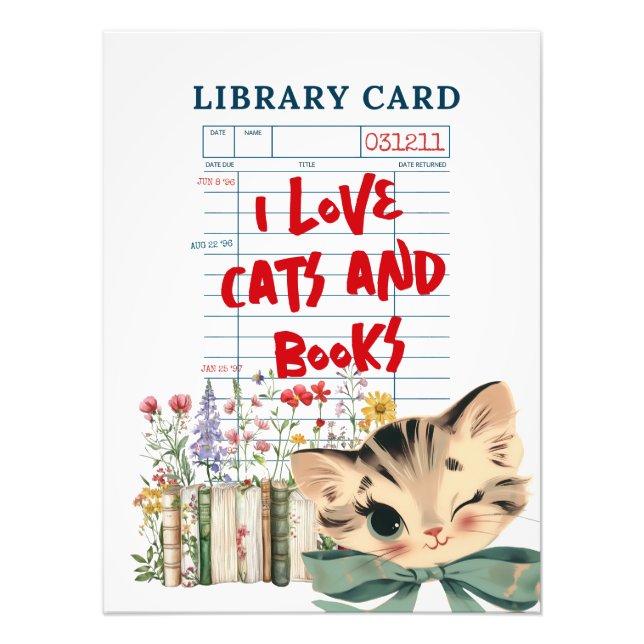 Foto Retro Me Encantan los Gatos y los Libros (Frente)