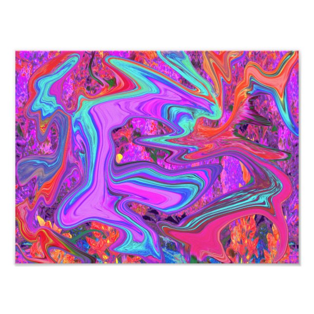 Foto Retro morado, azul y Naranja Resumen de arte líqui (Frente)