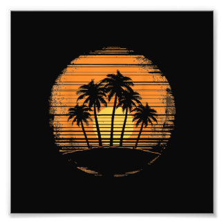 Foto Retro Palm Tree Sunset Summer Beach Vintage Tropic
