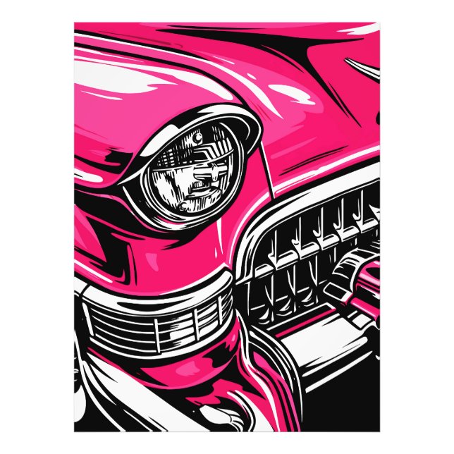 Foto Retro Pink Classic Car Front Pop Art Illustration (Frente)