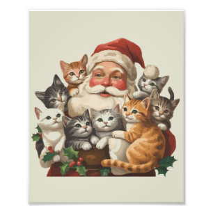Foto Retro Santa Claus y gatitos Navidad invierno 90s 