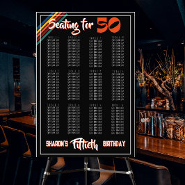 Foto Retro Striped Fifty Birthday Seating Sign