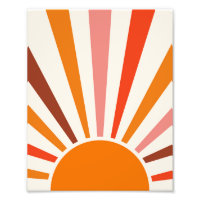 Retro Sun Rays Naranja de la puesta de sol rojo am
