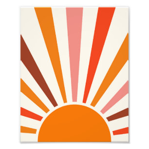 Foto Retro Sun Rays Naranja de la puesta de sol rojo am
