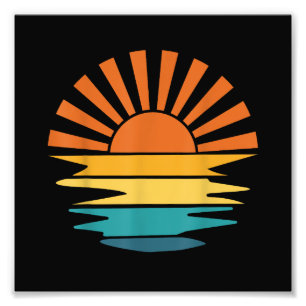 Foto Retro Sunset Rays Wavy Vintage Retro Sunshine Sun