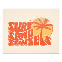 Retro Surf Sand Sunsets Palm Tree Beach Vibes