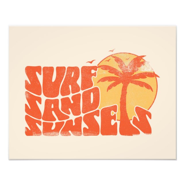 Foto Retro Surf Sand Sunsets Palm Tree Beach Vibes (Frente)