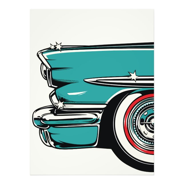 Foto Retro Teal Sports Car Front Pop Art Illustration (Frente)