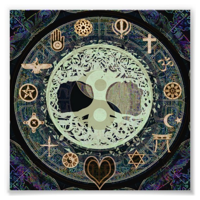 Foto Retro viviente pacífico Yin Yang w/Tree of Life (Frente)