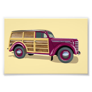 Foto Retro woody wagon delivery truck