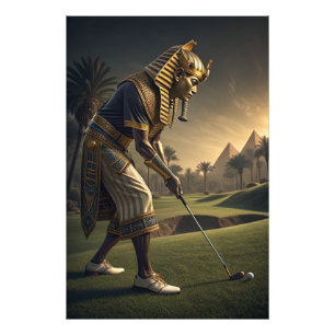Foto Rey Tut Jugando Golf Arte Divertido del Antiguo Eg