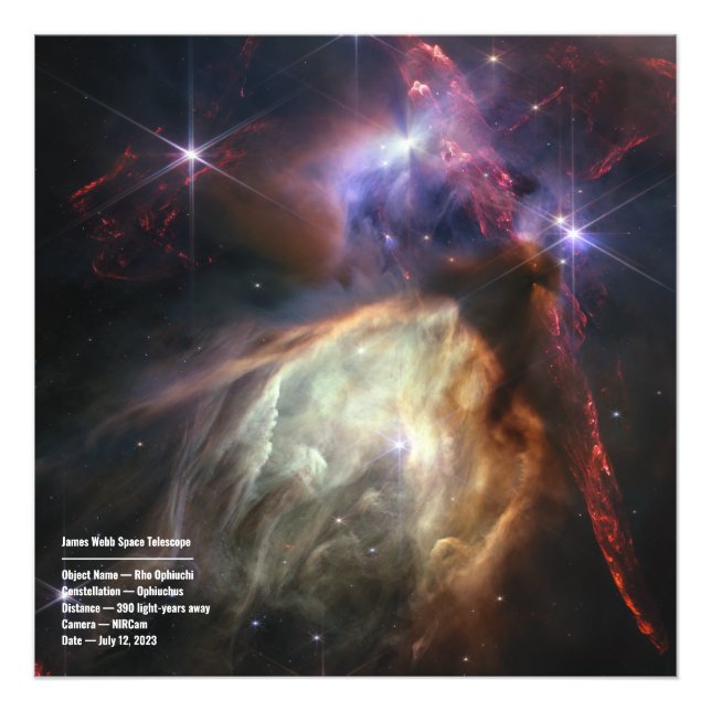 Foto Rho Ophiuchi (imagen de NIRCam) Imagen de JWST y s (Frente)