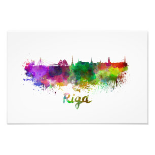 Foto Riga skyline in watercolor