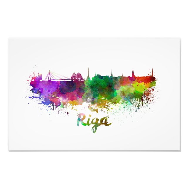 Foto Riga skyline in watercolor (Frente)