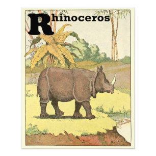 Foto Rinocerontes en el alfabeto del agujero de agua