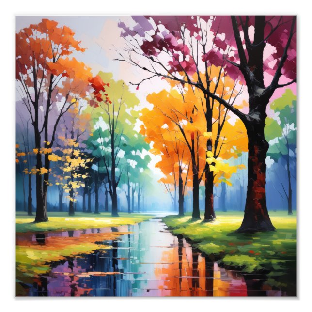 Foto Río a través de árboles coloridos (Frente)