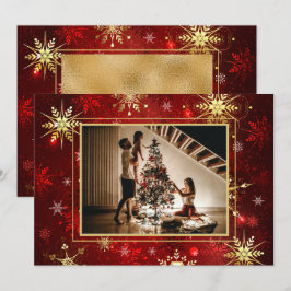 Foto Rojo Oro Copo de Nieve Navidad Xmas Fiesta