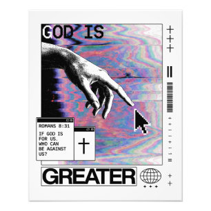 Foto Romanos 8:31 Cyberpunk Mano de Dios Arte Glitch