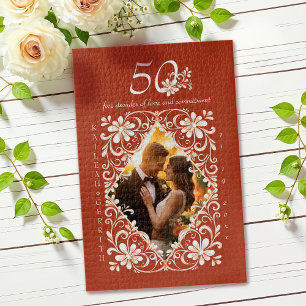 Foto Romántica Rojo Óxido Rompecabezas 50 Aniversa