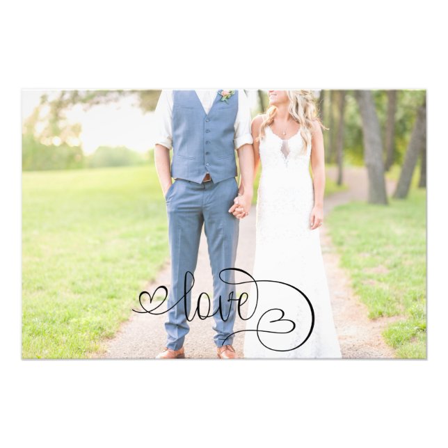 Foto Romántico Black Love Script Elegant Wedding (Frente)