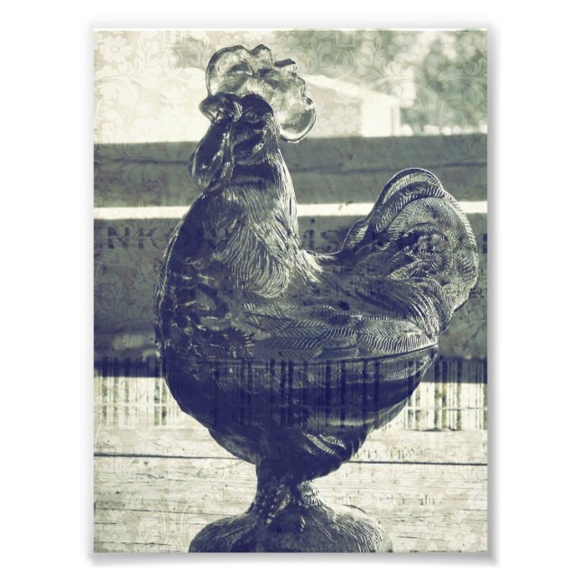 Foto Rooster de vidrio vintage (Frente)