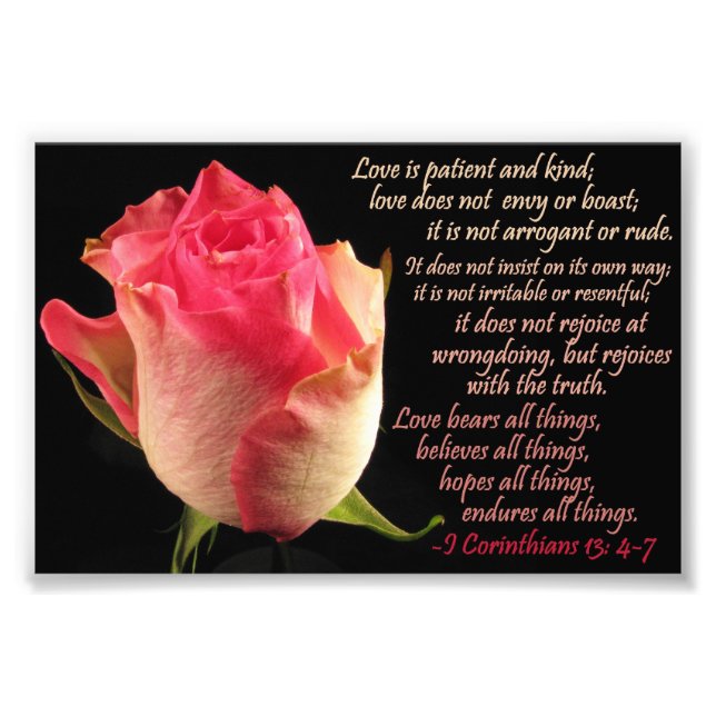 Foto Rosa con I Cor. 13: 4-7 (Frente)
