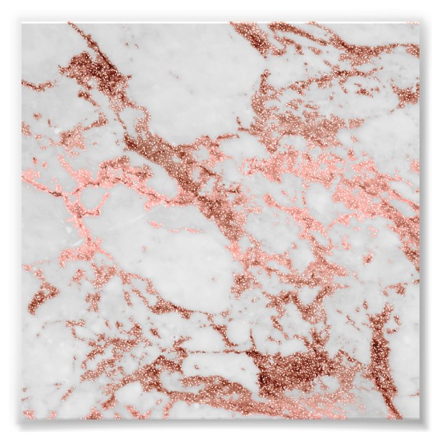 Foto Rosa de oro de mármol moderno Purpurina (Frente)