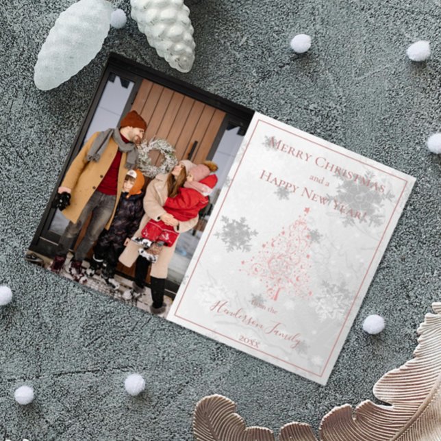 Foto rosa del árbol de Navidad (Pink Christmas Tree Holiday Photo Card)