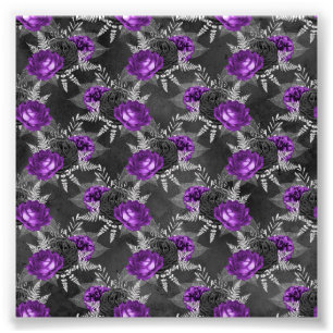 Foto Rosa morado negro elegante jardín de hojas platead