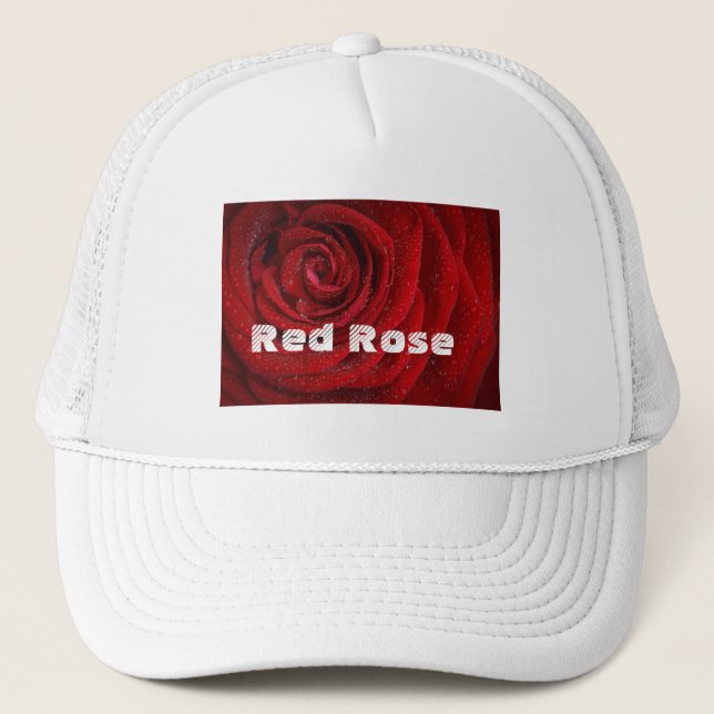 Foto rosa roja texto impreso Camiones de sombreros (Anverso)