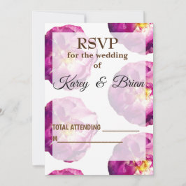 Foto rosa rosa, tarjeta de foto elegante RSVP, gui