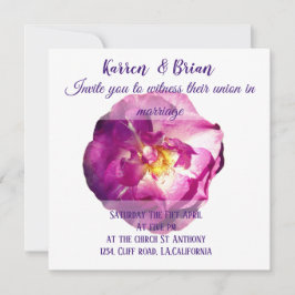 Foto rosa rosada, elegante invitación a la boda