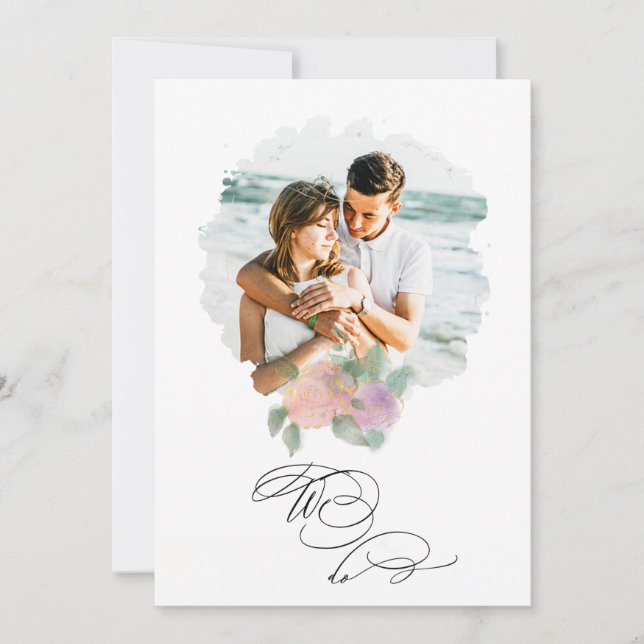 *~* FOTO ROSA RSVP + Invitación del Boda QR AR6 (Anverso)