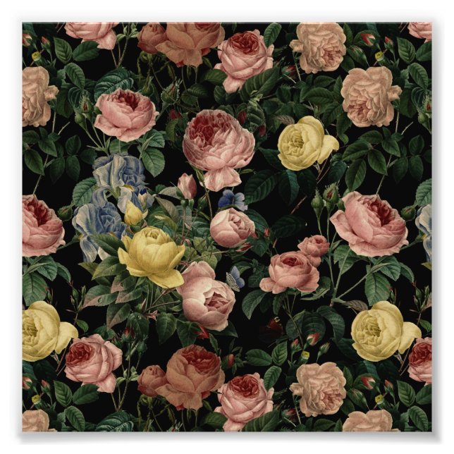 Foto Rosas de flores antiguas y sueños oscuros del patr (Frente)