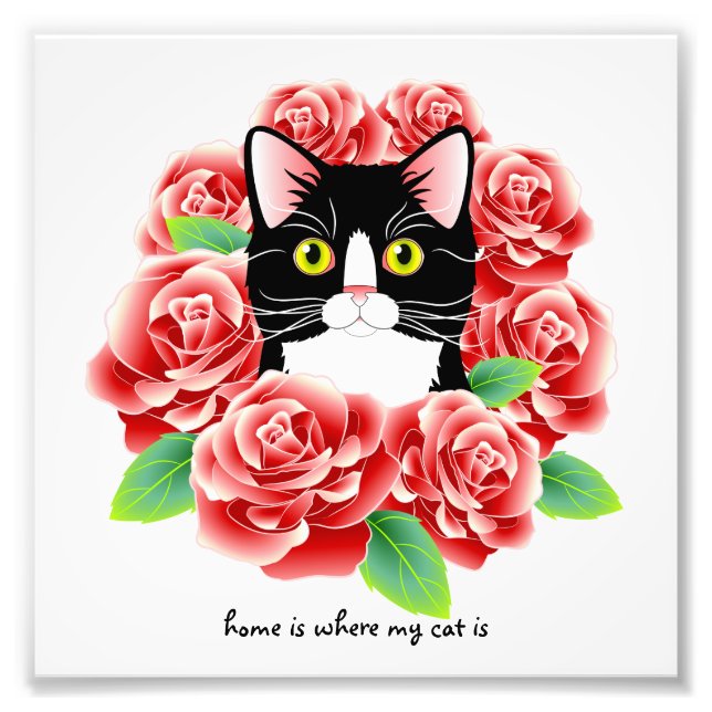 Foto Rosas de gatos de Tuxedo Imprimir "el hogar es don (Frente)