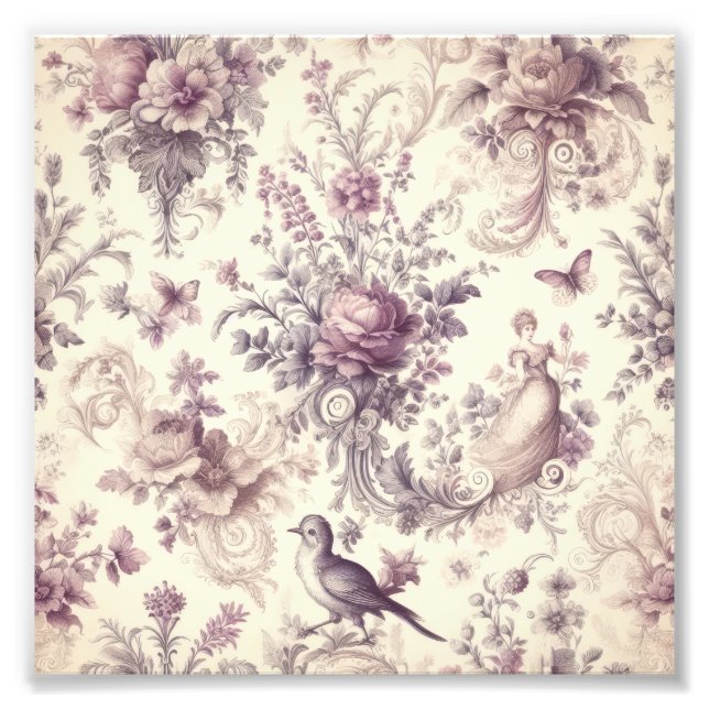 Foto Rosas Francesas Románticas Decoupage de Pájaros (Frente)