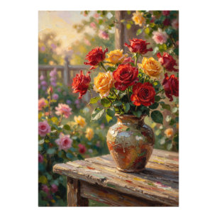 Foto Rosas Rústicas Iluminadas por el Sol: Pintura al Ó