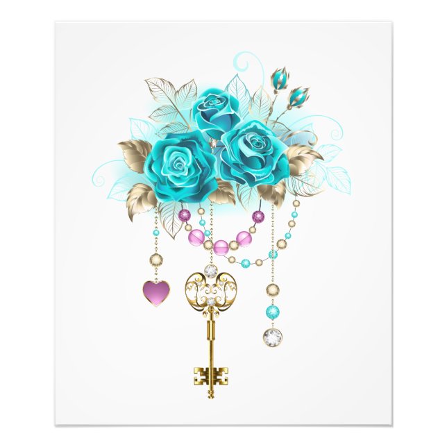 Foto Rosas turquesas con llaves (Frente)