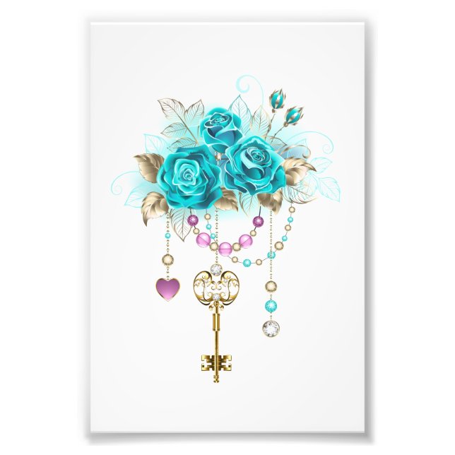 Foto Rosas turquesas con llaves (Frente)