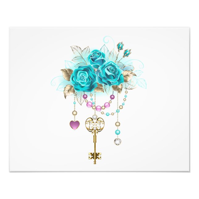 Foto Rosas turquesas con llaves (Frente)