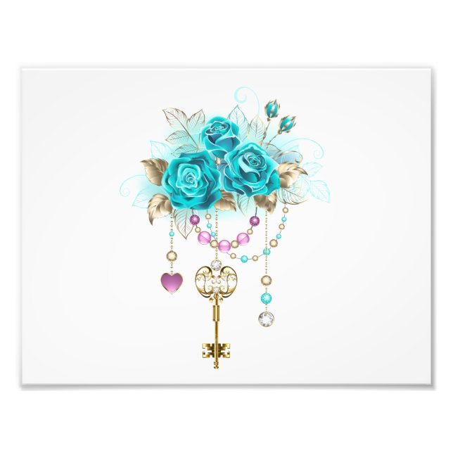 Foto Rosas turquesas con llaves (Frente)
