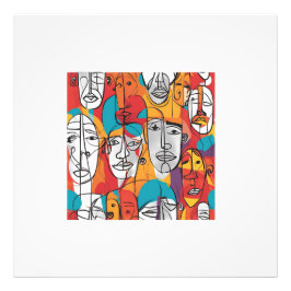 Foto Rostros abstractos vibrantes - Línea de arte conte