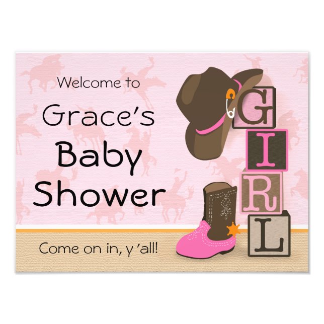 Foto Rótulo Baby Shower de Cowgirl Occidental (Frente)